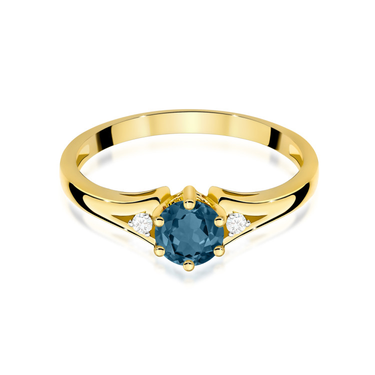 Pierścionek PV-068 Topaz London Blue 0,50ct żółte złoto