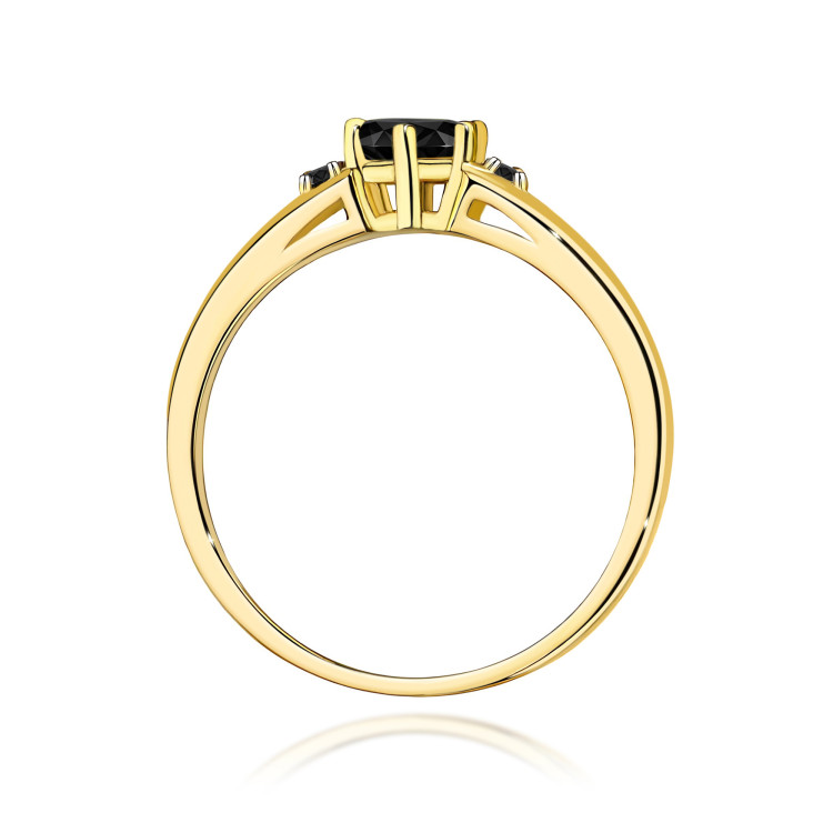 Pierścionek PV-068 Czarny Diament 0,50ct żółte złoto z czarnymi diamentami