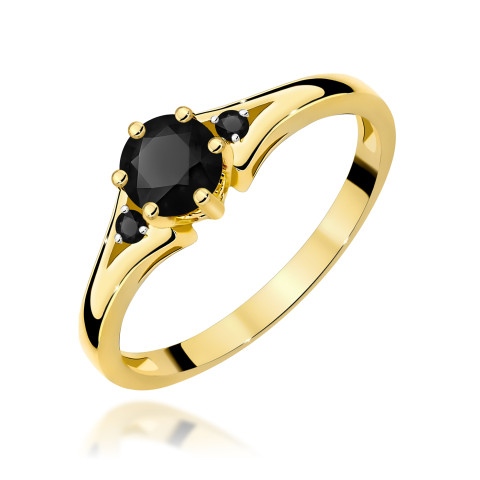 Pierścionek PV-068 Czarny Diament 0,50ct żółte złoto z czarnymi diamentami
