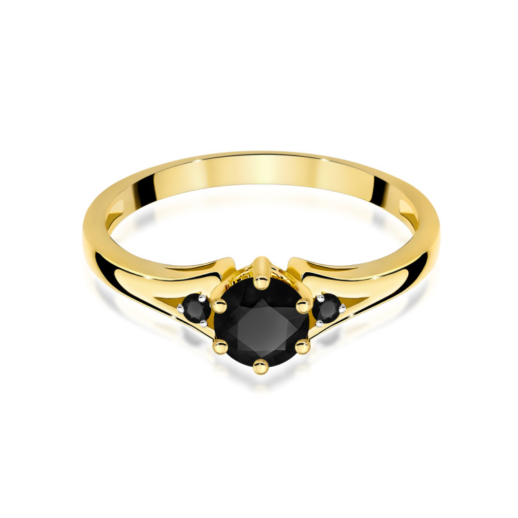 Pierścionek PV-068 Czarny Diament 0,50ct żółte złoto z czarnymi diamentami