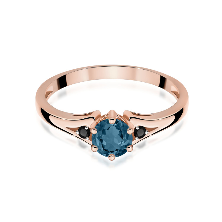 Pierścionek PV-068 Topaz London Blue 0,50ct różowe złoto