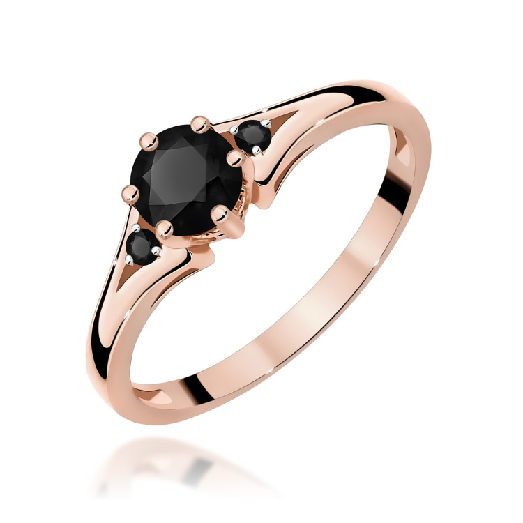 Pierścionek PV-068 Czarny Diament 0,50ct różowe złoto z czarnymi diamentami