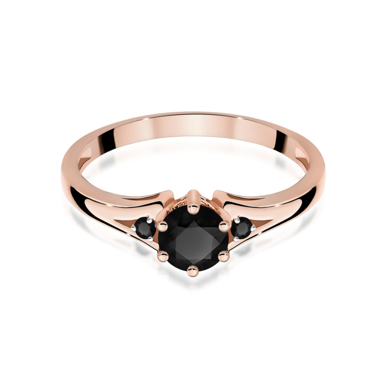 Pierścionek PV-068 Czarny Diament 0,50ct różowe złoto z czarnymi diamentami