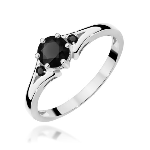Pierścionek PV-068 Czarny Diament 0,50ct białe złoto z czarnymi diamentami