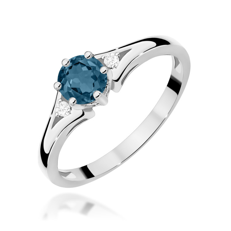 Pierścionek PV-068 Topaz London Blue 0,50ct białe złoto