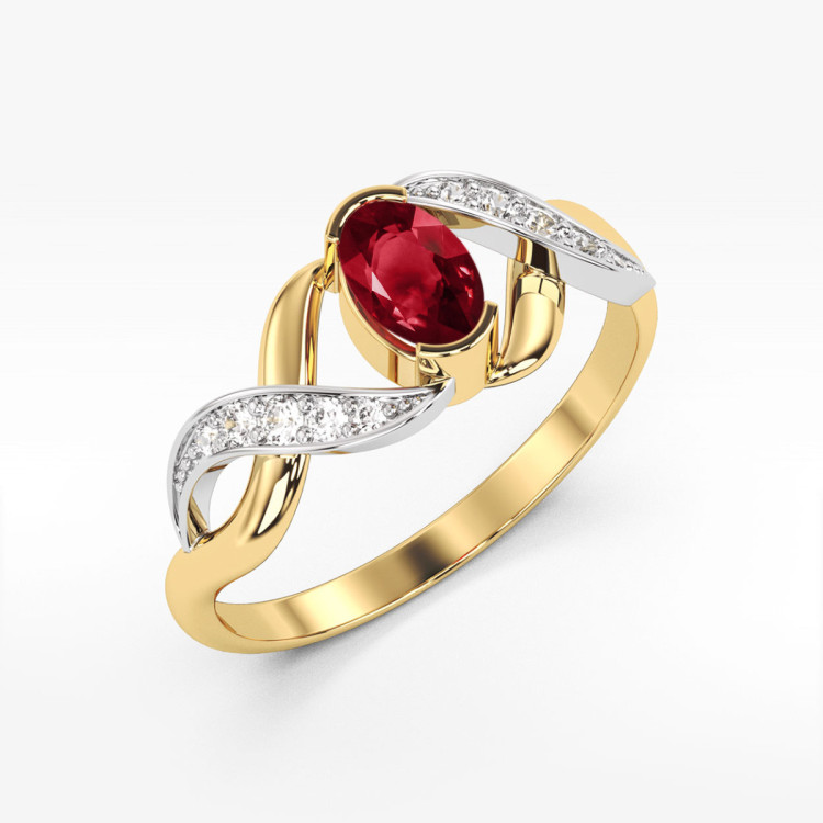 Pierścionek PV-079 Rodolit 0,50ct żółte złoto