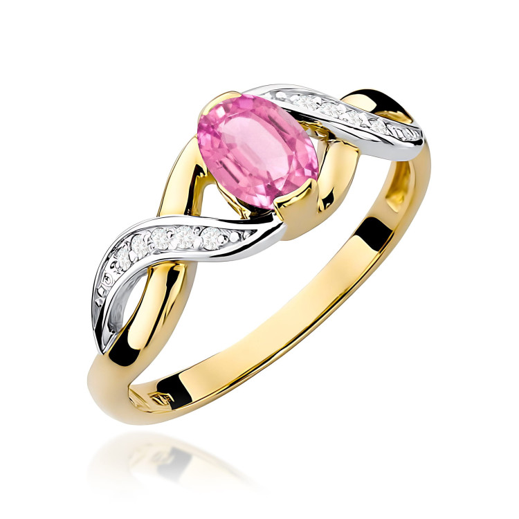 Pierścionek PV-079 Różowy Szafir 0,45ct żółte złoto