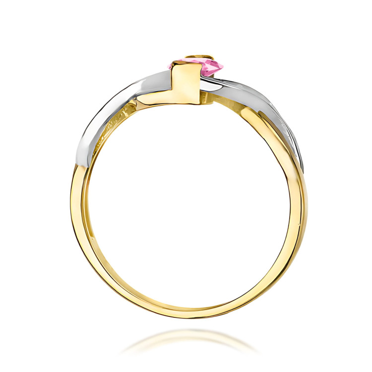 Pierścionek PV-079 Różowy Szafir 0,45ct żółte złoto