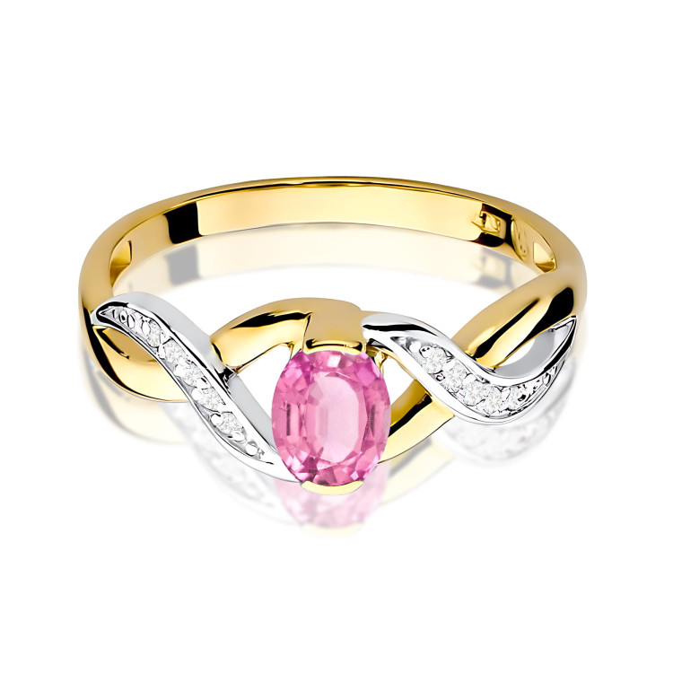 Pierścionek PV-079 Różowy Szafir 0,45ct żółte złoto