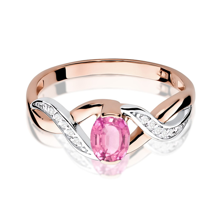 Pierścionek PV-079 Różowy Szafir 0,45ct różowe złoto