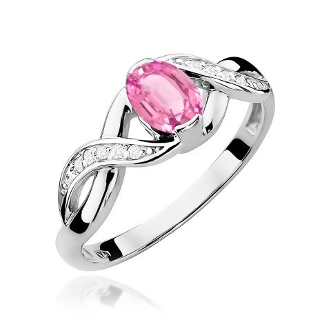Pierścionek PV-079 Różowy Szafir 0,45ct białe złoto