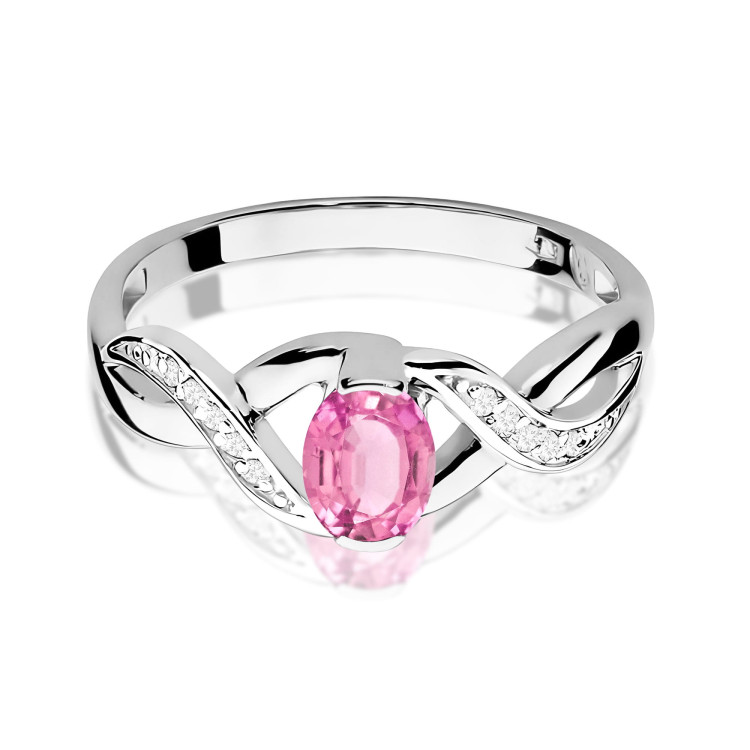 Pierścionek PV-079 Różowy Szafir 0,45ct białe złoto