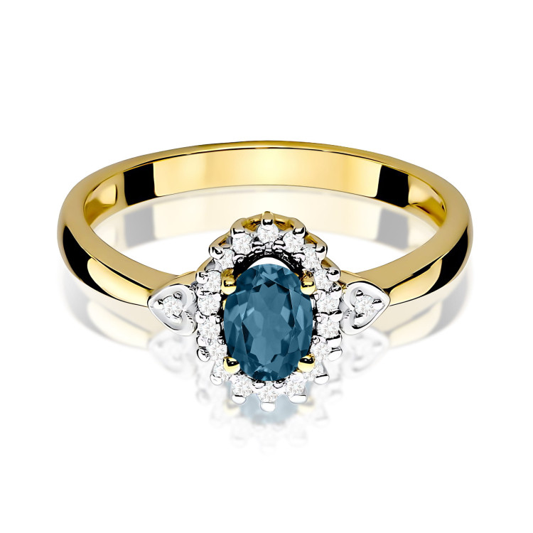 Pierścionek PV-081 Topaz London Blue 0,50ct żółte złoto