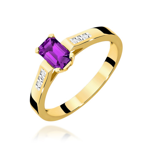 Pierścionek z żółtego złota z ametystem - próba 585 0,54CT PV-083AAM