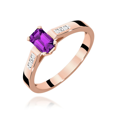 Pierścionek z różowego złota z ametystem - próba 585 0,54CT PV-083CAM