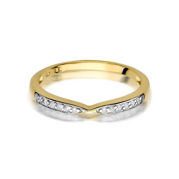 Pierścionek z żółtego złota z diamentami  - próba 585 0,10CT W-425A