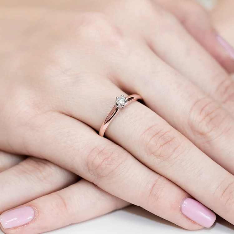 Pierścionek PV-101B Diament 0,20ct różowe złoto