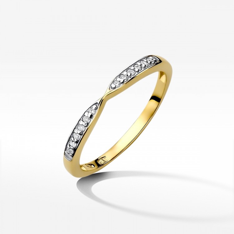Pierścionek z żółtego złota z diamentami  - próba 585 0,10CT W-425A