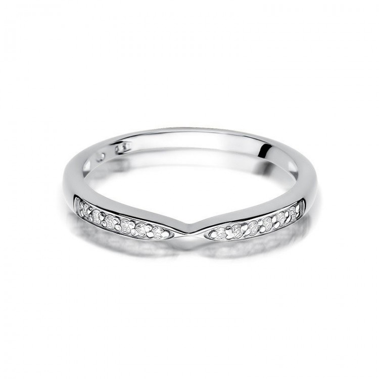 Pierścionek z białego złota z diamentami  - próba 585 0,10CT W-425B