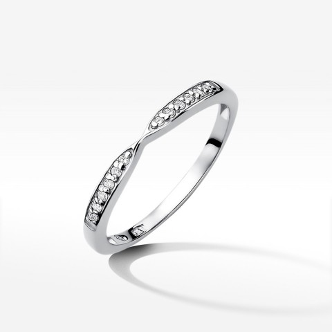Pierścionek z białego złota z diamentami  - próba 585 0,10CT W-425B
