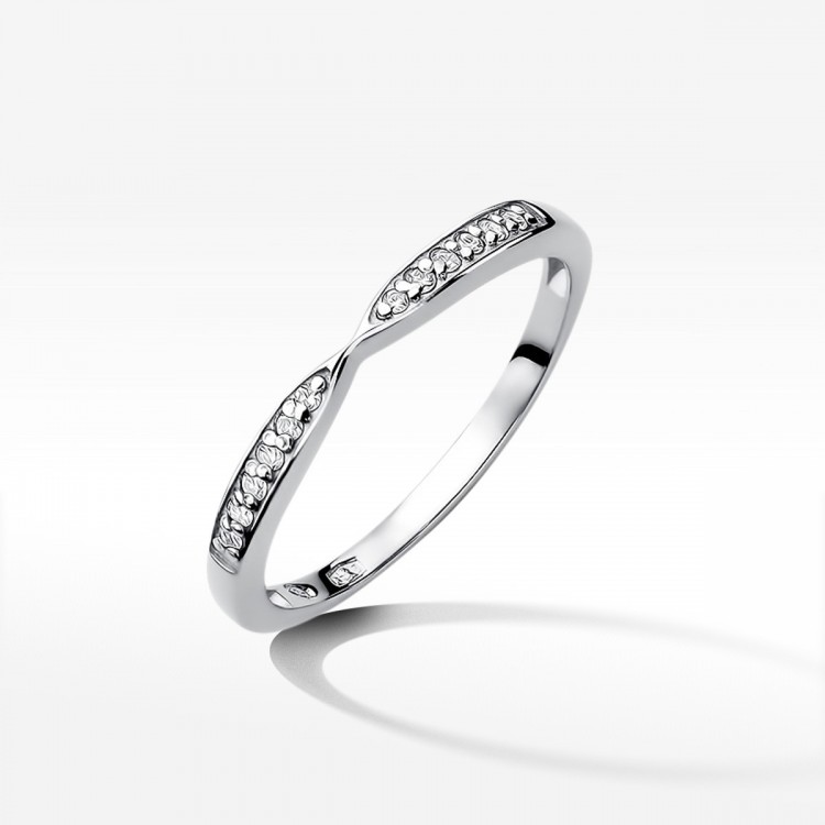 Pierścionek z białego złota z diamentami  - próba 585 0,10CT W-425B