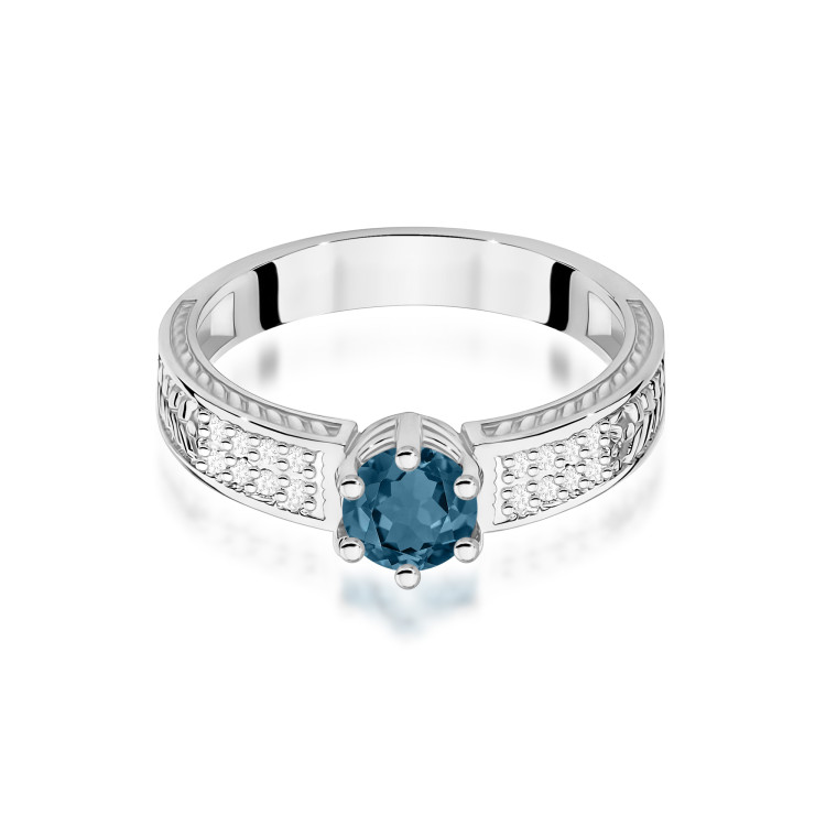 Pierścionek PV-111 Topaz London Blue 0,50ct białe złoto