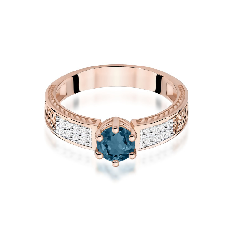 Pierścionek PV-111 Topaz London Blue 0,50ct różowe złoto