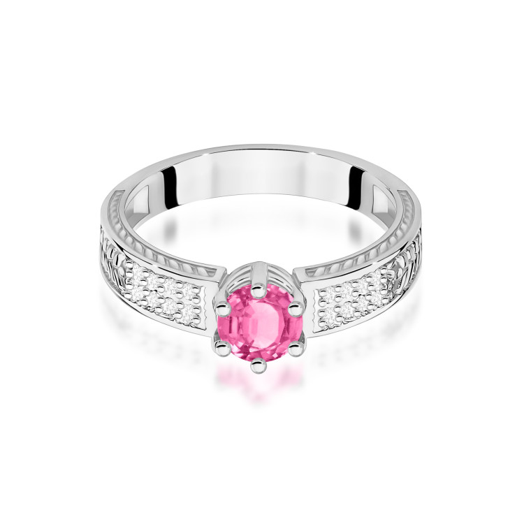 Pierścionek z białego złota z topazem różowym - próba 585 0,68CT PV-111.B3.TOP.01