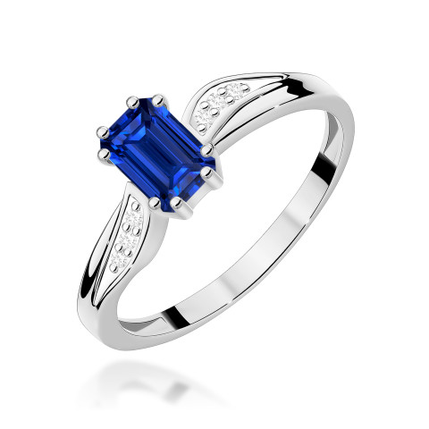Pierścionek z białego złota z szafirem - próba 585 0,63CT PV-112BS