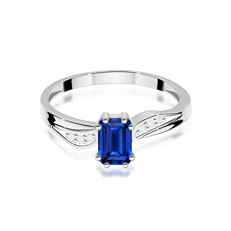 Pierścionek z białego złota z szafirem - próba 585 0,63CT PV-112BS