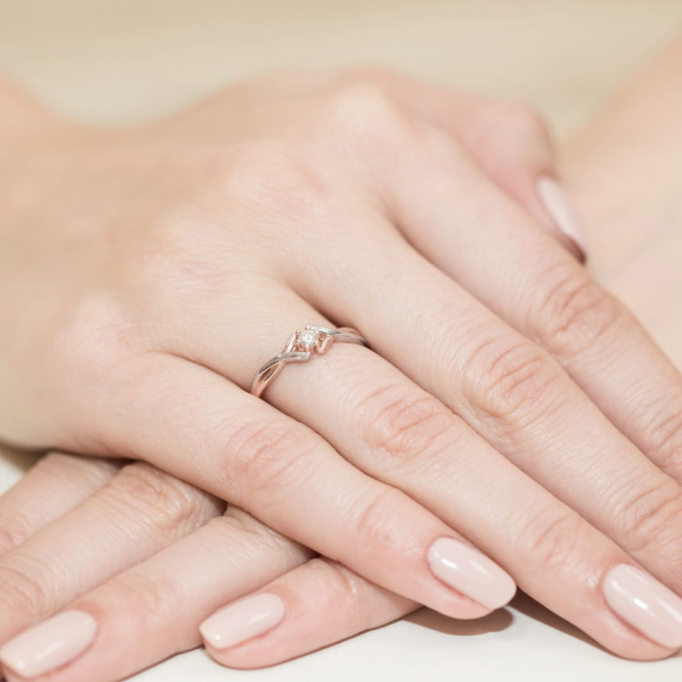 Pierścionek PV-123B Diament 0,08ct różowe złoto