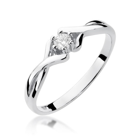 Pierścionek z białego złota z diamentem laboratoryjnym - próba 585 0,10CT PV-123.B3.LDW.01