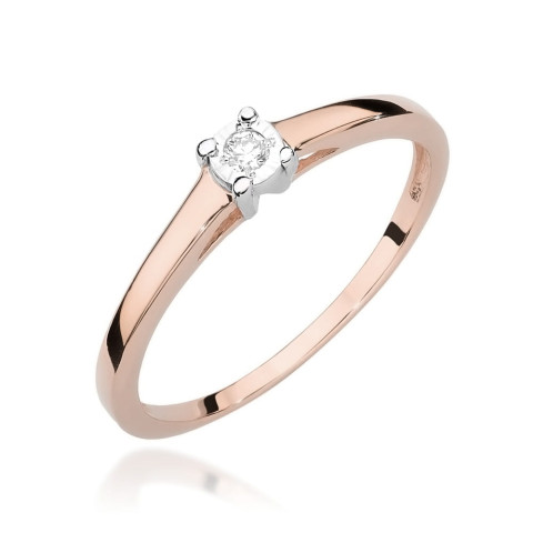 Pierścionek z różowego złota z diamentami  - próba 585 0,03CT PV-134A