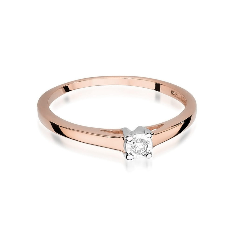 Pierścionek z różowego złota z diamentami  - próba 585 0,03CT PV-134A