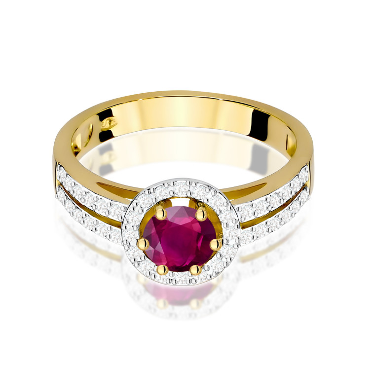 Pierścionek PV-159 Rodolit 0,60ct żółte złoto