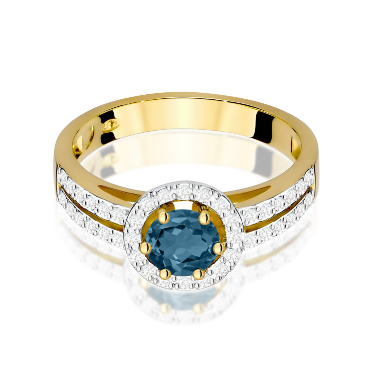 Pierścionek PV-159 Topaz London Blue 0,50ct żółte złoto
