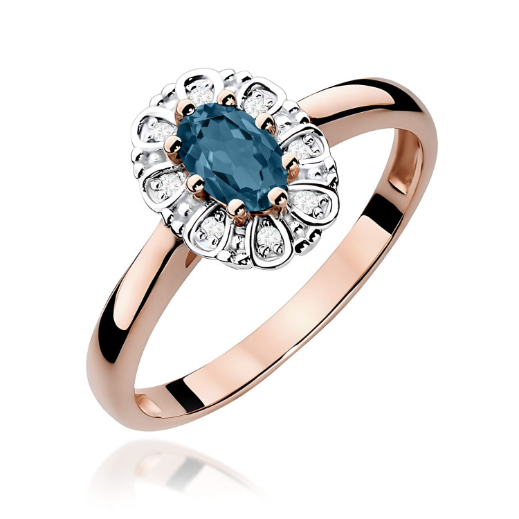 Pierścionek PV-163 Topaz London Blue 0,50ct różowe złoto
