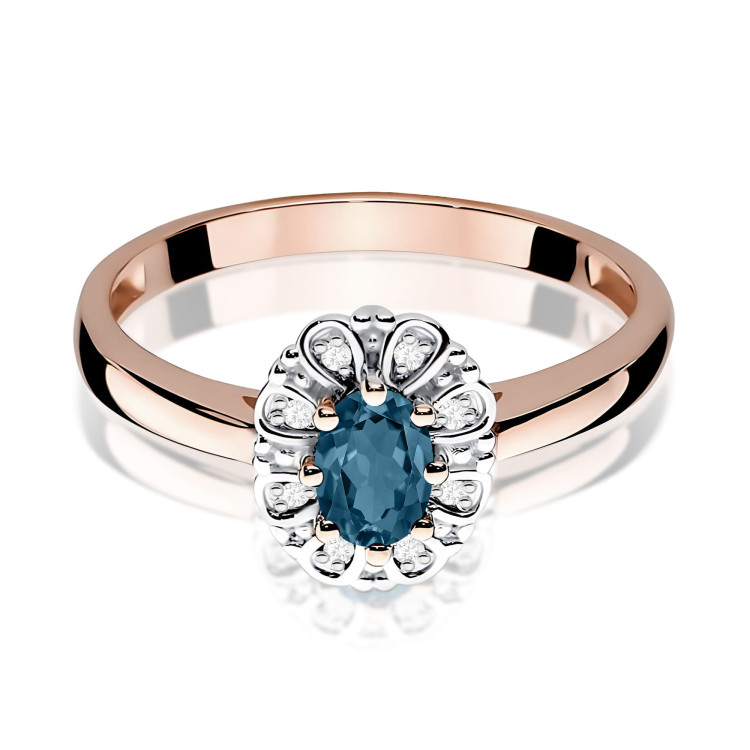 Pierścionek PV-163 Topaz London Blue 0,50ct różowe złoto
