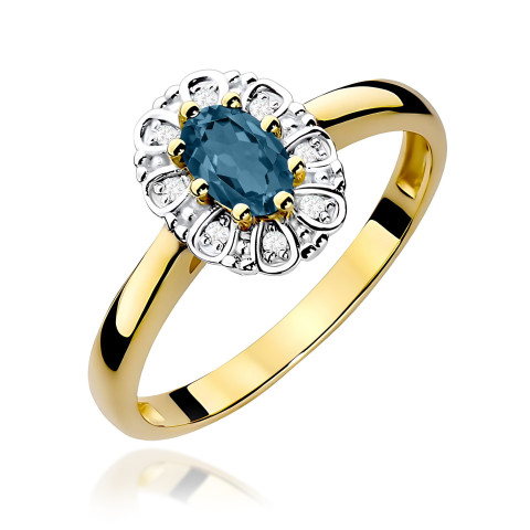 Pierścionek PV-163 Topaz London Blue 0,50ct żółte złoto