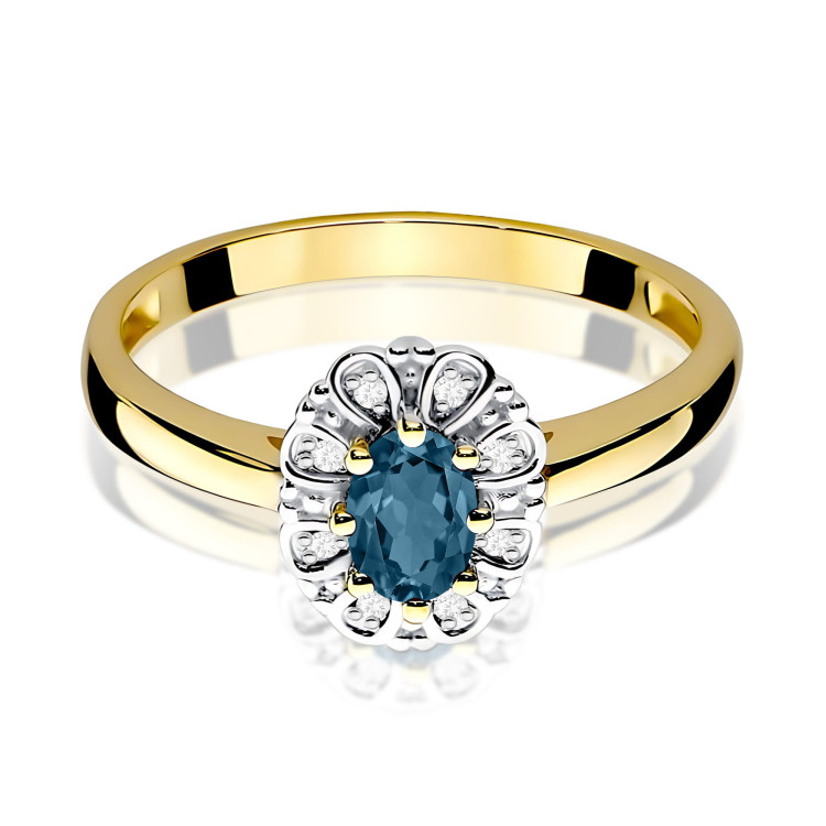 Pierścionek PV-163 Topaz London Blue 0,50ct żółte złoto