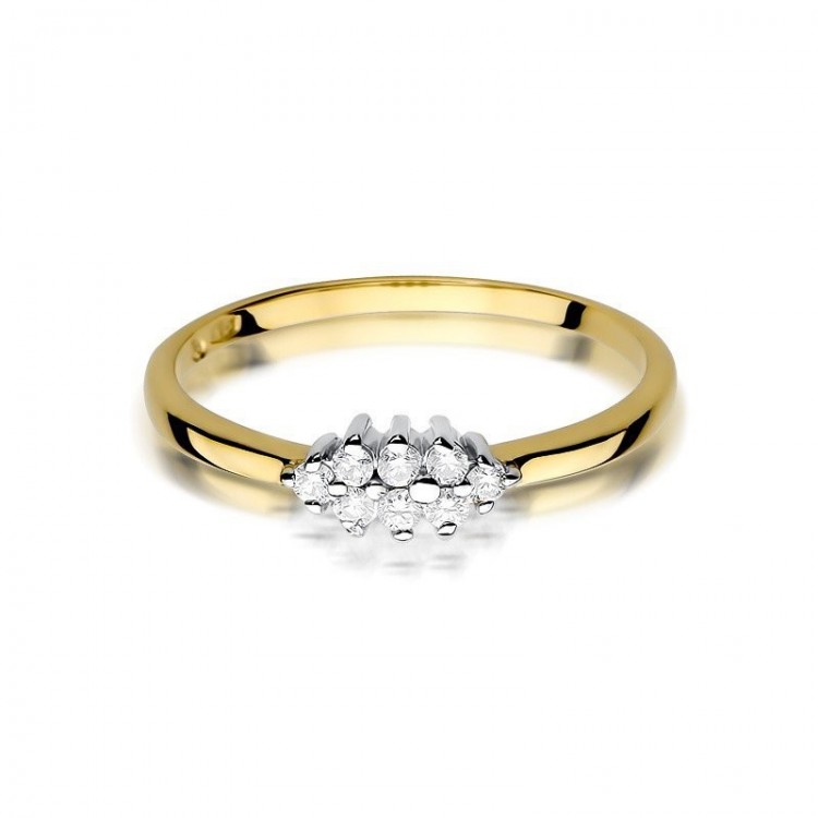 Pierścionek z żółtego złota z diamentami  - próba 585 0,12CT W-427A