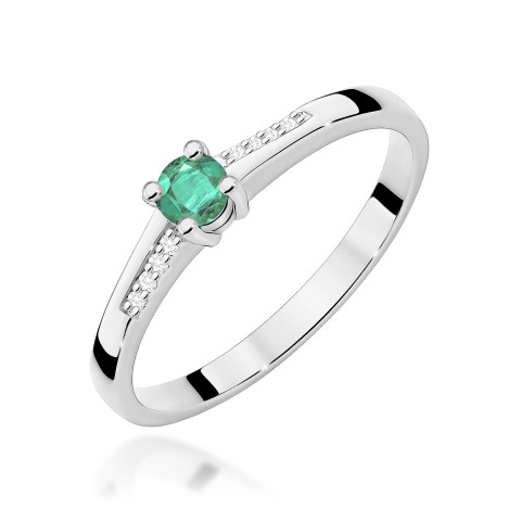 Pierścionek z białego złota ze szmaragdem - próba 585 0,19CT PV-180BSZ
