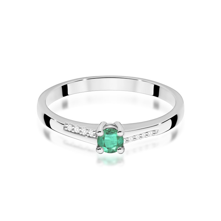 Pierścionek z białego złota ze szmaragdem - próba 585 0,19CT PV-180BSZ