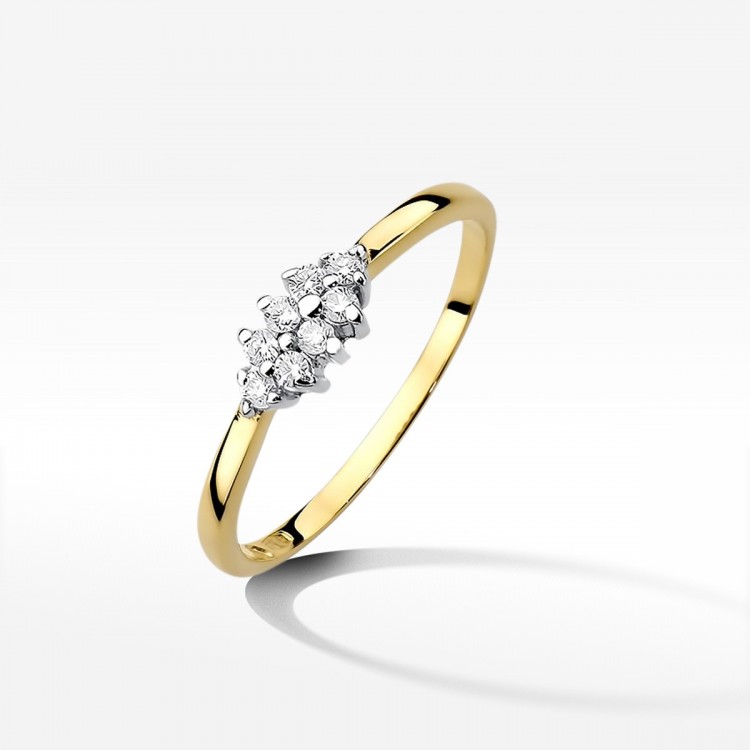 Pierścionek z żółtego złota z diamentami  - próba 585 0,12CT W-427A
