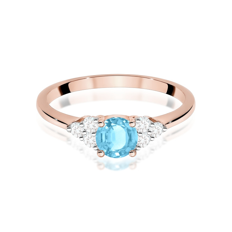 Pierścionek PV-181 z Topaz Swissem London Blue 0,50ct różowe złoto