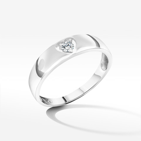 Pierścionek z białego złota z diamentem laboratoryjnym - próba 585 0,10CT PV-184.B3.LDW.01