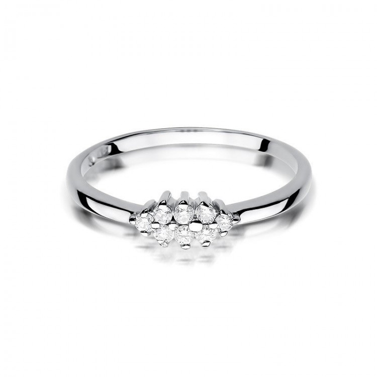 Pierścionek z białego złota z diamentami  - próba 585 0,12CT W-427B