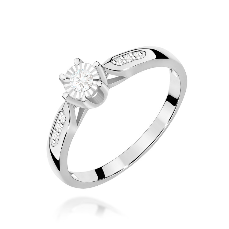 Pierścionek PV-201 Diament Labortoryjny 0,08ct białe złoto