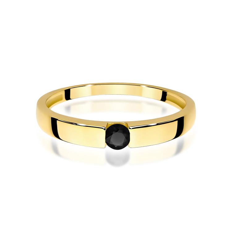 Pierścionek PV-244 Czarny Diament 0,12ct żółte złoto
