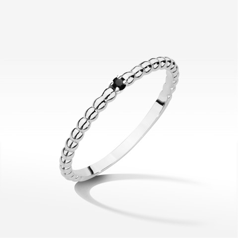 Pierścionek PV-256 Czarny Diament 0,02ct białe złoto